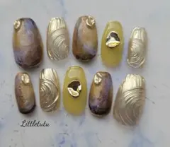 ネイルチップ　現品　インク　ニュアンス　ミラー　ゴールド　サイズオーダー