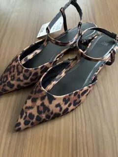 ミュールパンプス　ヒョウ柄