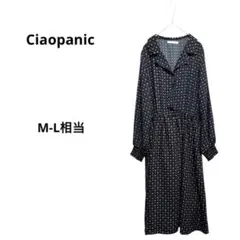 チャオパニック ワンピース シャツ ロング 花柄 総柄 ガーリー ゆったり M