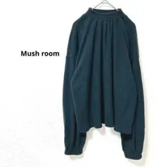 Mush room　長袖リブカットソー　ハイネック　綿混　ギャザー　首ゴム