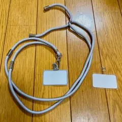 スマホストラップ ショルダー グレー タグパッチ2枚 4way