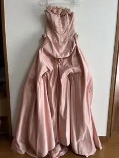 ピンク サテン ロングドレス 演奏会 披露宴 結婚式 カラードレス