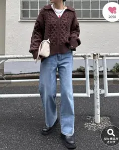 CIAOPANIC TYPY スキッパー襟付きケーブルニット