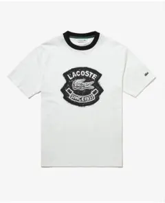 新品 ラコステ ヴィンテージプリントリンガー Tシャツ ホワイト 2025年