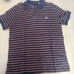 CHAPS ネイビー/オレンジ ストライプ ポロシャツ 古着 西海岸