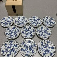 新品未使用　有田焼　青い花柄の小皿 10枚セット