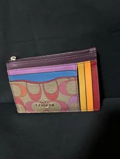 COACH マルチカラー カードケース　コーチ　中古品　シグネチャー
