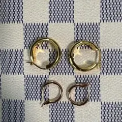 ゴールドとピンクゴールドのフープピアス 2点セット