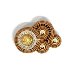 ソウタシエ 帯留め 和装小物 着物 ハンドメイド 茶色 ゴールド