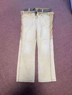 ベージュデニムパンツ 調整可能ドローストリング