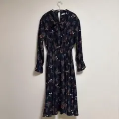 極美品✨️ Doux archivesボウタイシャツワンピース ロング丈 ネイビー