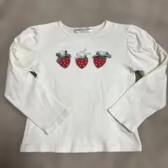 MOO NON NON イチゴ刺繍 長袖カットソー