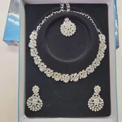 シルバー クリスタル ネックレス イヤリング セット