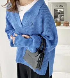 【美品】U.S POLO ASSN. ポロデザインニット Mサイズ　ブルー