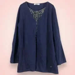Golden Bear 長袖カットソー　ネイビー　インナー花柄　『ＬＬ』