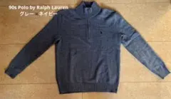 90s ポロラルフローレン ハーフジップニット グレー メンズ　M
