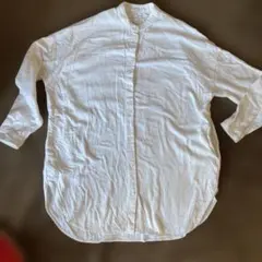 無印　レディース　フランネルスタンドカラーシャツ　xs〜s ワンピース　白