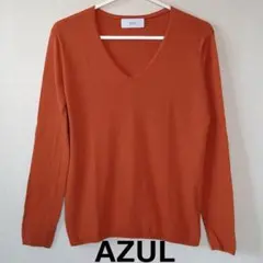 AZUL(アズール) Ｖネックボーダーカットソー オレンジ