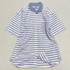 グリーンレーベルリラクシング◇ボーダーシャツ コットン ゆったり バイカラー M