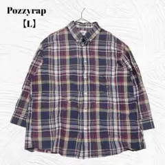 Pozzyrap　ポジーラップ【L】 チェック柄 長袖シャツ ゆったりサイズ