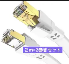 CAT6 LANケーブル 2m×2巻　 隙間用　フラットケーブル　1.5mm厚
