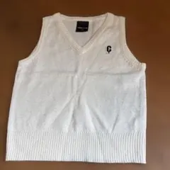 COMME CA ISM ホワイト Vネック ベスト 90
