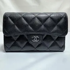 【極美品】CHANEシャネル 財布 ブラックマトラッセ キャビアスキン