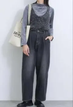 美品★ Samansa Mos2 blue デニム　パンツ　チャコールのサムネイル