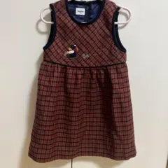 familiar　ジャンバースカートワンピース　100　赤チェック
