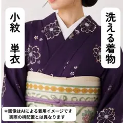 売切値下げ】607mkf12△洗える着物！単衣 小紋 裄長め 枝花△美品