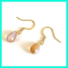 ハンドメイドピアス　チェコビーズ　ドロップ　ホワイトオパール　オレンジセルシアン