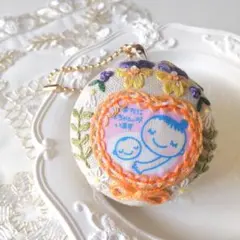 m出産後も使えるマークが取れる刺繍マタニティマークキーホルダー(マカロンケース)