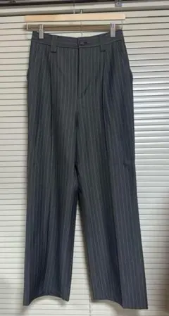 即日発送◎ グレー ストライプ ワイドパンツ