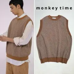 monkey time モンキータイム ニットベスト クルーネック コットン Mのサムネイル