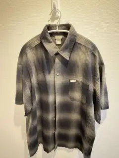 CALTOP グレー系チェック 半袖シャツ
