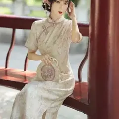 【新品・未使用】上品 チャイナドレス風 ワンピース 花柄 ロング　フォーマル