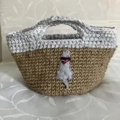 麻ひもと裂き布の手作りバッグ