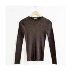 m727_IENA 極美品｜毛100｜6x3リブクルーネックプルオーバー 焦茶