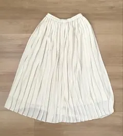 【美品】ユニクロ／サイドプリーツナロースカート／Sサイズ／オフホワイト