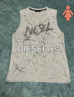 DIESEL レディースロゴラメプリント タンクトップ グレー XSのサムネイル