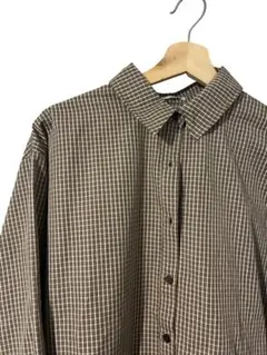 【美品】茶色　チェックシャツ　長袖シャツ　チェック　ブラウン　Lサイズ