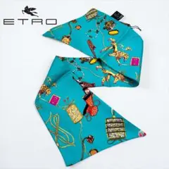 ETRO エトロ シルク スカーフ ナロー スカーフ 総柄 イタリア製