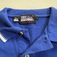 ファーストダウン FIRST DOWN 刺繍ロゴ 青 ポロシャツ ゆったり Lのサムネイル