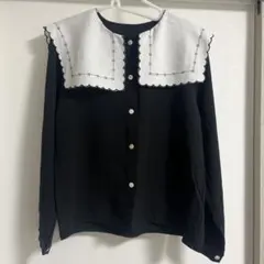 ZARA 白襟　黒ブラウス