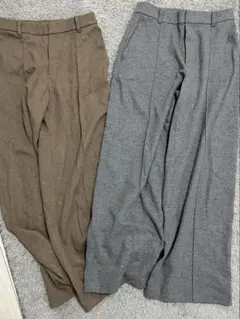 UNIQLO ワイドパンツ ブラッシュドジャージーワイドパンツM 2セット