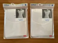 ユニクロ L エアリズム UネックT Mサイズ 白2枚 レディース 新品 未使用