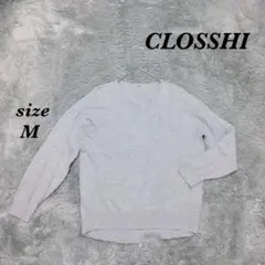 CLOSSHI クロッシー (M) ニットセーター Ｖネック 薄手 無地のサムネイル