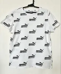 PUMA プーマ 半袖Tシャツ 160 ホワイト 総柄ロゴ 綿100%のサムネイル