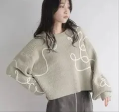 LOWRYSFARM エンブロイダリー ニットプルオーバー ローリーズファーム
