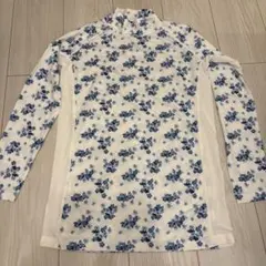 花柄長袖カットソー ホワイト/ブルー